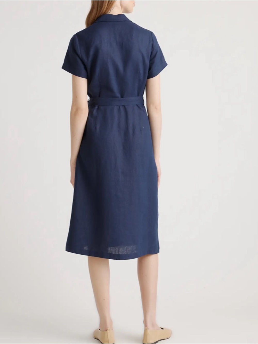 Quince 100% European Linen Button Front Dress in Deep Navy Size: M - Picture 2 of 8